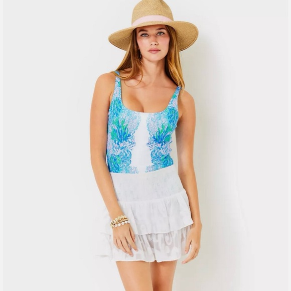 NWT Lilly Pulitzer Brin Scoop Neck One Piece Swimsuit - Las Olas Aqua - Picture 3 of 16
